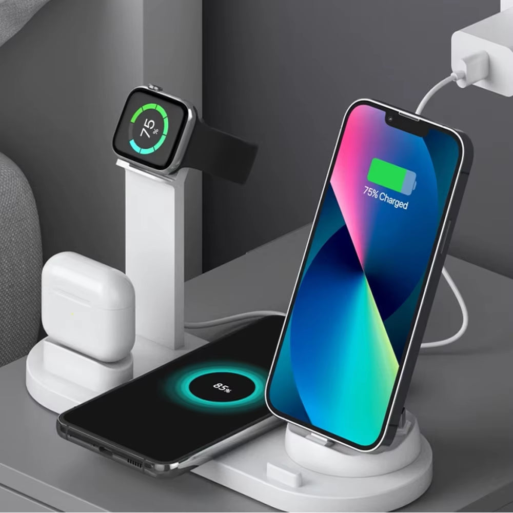 ChargeHub™ Pro 4-in-1 Wireless Dock – One Stand. Total Power. Zero Clutter
